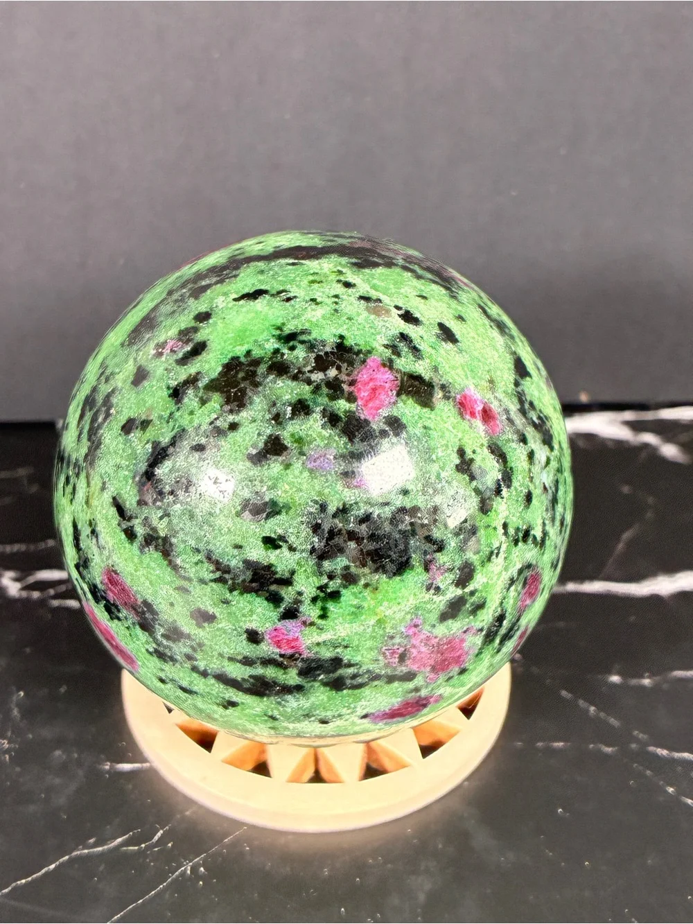 Ruby Moss - Ruby Zoisite Sphere – 58.5mm / 387g – UV Reactive